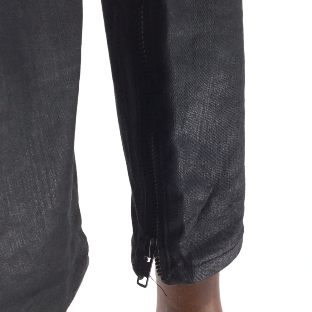 Madewell‎ Skinny Skinny Moto Black Coated Jeans